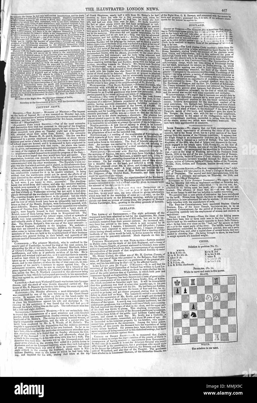 . Il Illustrated London News, 1842, p. 467 . Il 3 dicembre 1842. ILN sconosciuto 1842, p. 467 Foto Stock