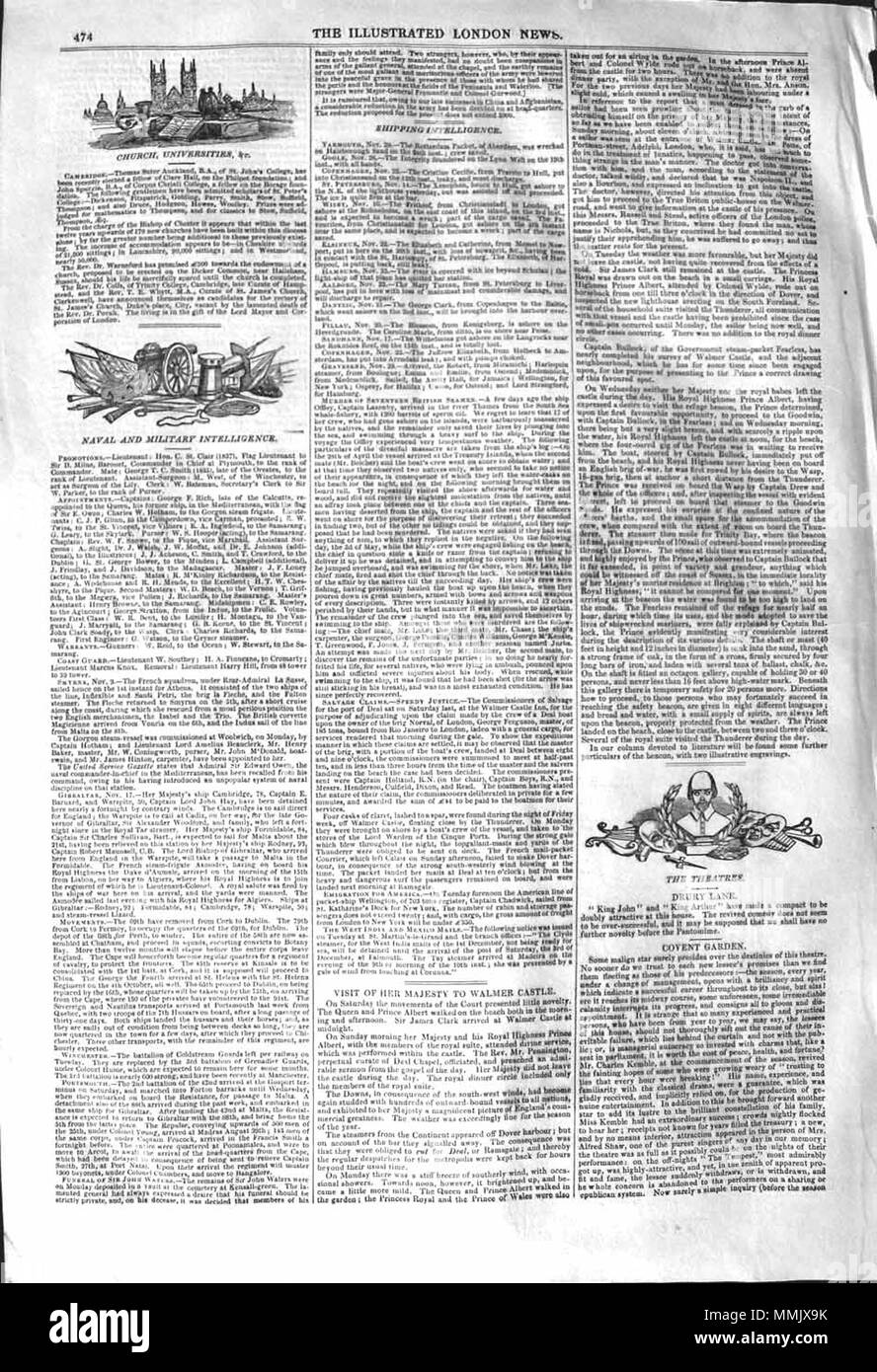 . Il Illustrated London News, 1842, p. 474 . Il 3 dicembre 1842. ILN sconosciuto 1842, p. 474 Foto Stock