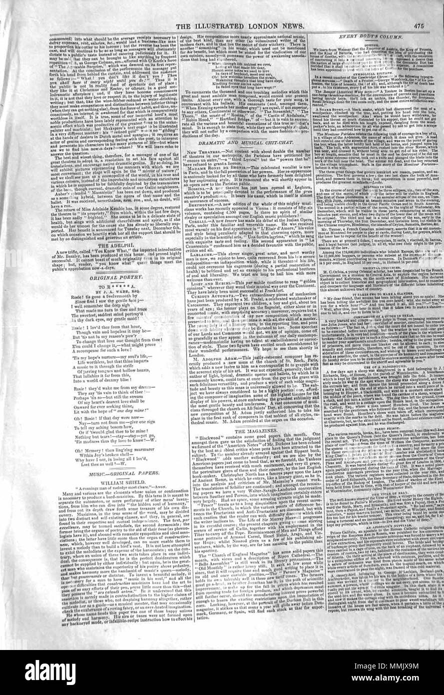 . Il Illustrated London News, 1842, p. 475 . Il 3 dicembre 1842. ILN sconosciuto 1842, p. 475 Foto Stock