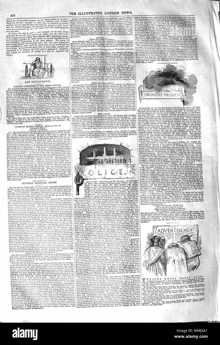 . Il Illustrated London News, 1842, p. 478 . Il 3 dicembre 1842. ILN sconosciuto 1842, p. 478 Foto Stock