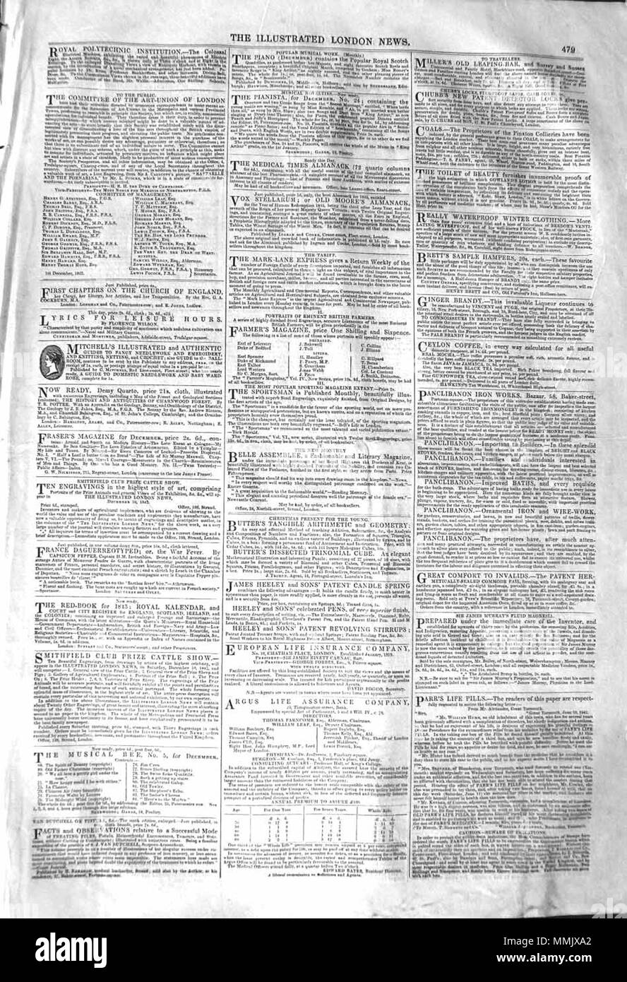. Il Illustrated London News, 1842, p. 479 . Il 3 dicembre 1842. ILN sconosciuto 1842, p. 479 Foto Stock