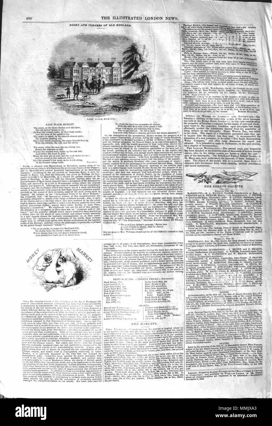 . Il Illustrated London News, 1842, p. 480 . Il 3 dicembre 1842. ILN sconosciuto 1842, p. 480 Foto Stock
