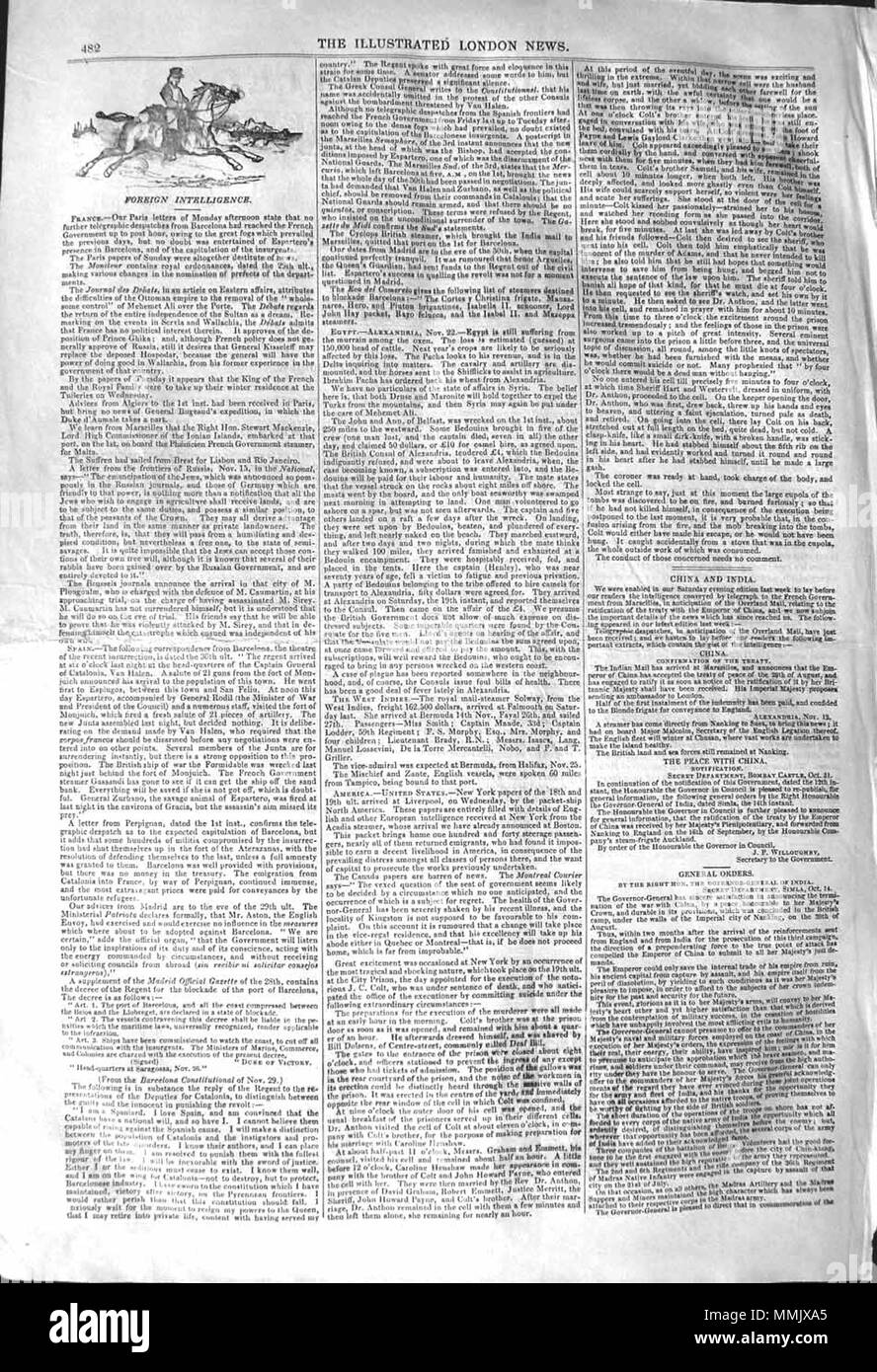 . Il Illustrated London News, 1842, p. 482 . Il 10 dicembre 1842. ILN sconosciuto 1842, p. 482 Foto Stock