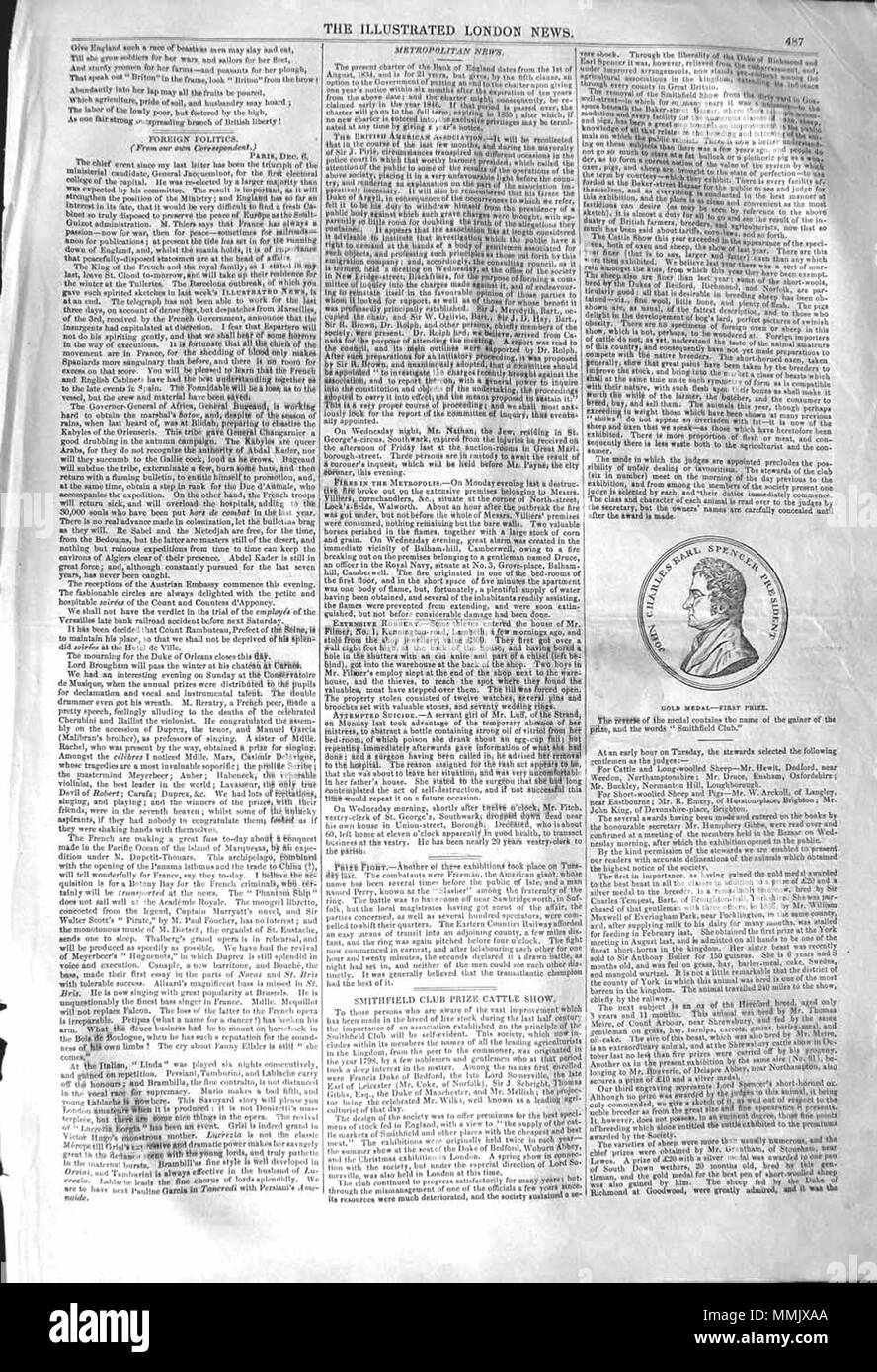 . Il Illustrated London News, 1842, p. 487 . Il 10 dicembre 1842. ILN sconosciuto 1842, p. 487 Foto Stock