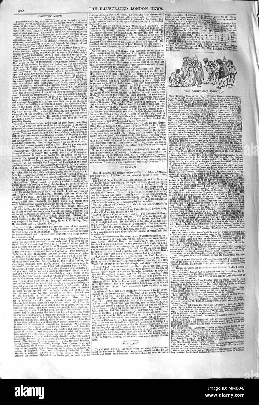 . Il Illustrated London News, 1842, p. 490 . Il 10 dicembre 1842. ILN sconosciuto 1842, p. 490 Foto Stock