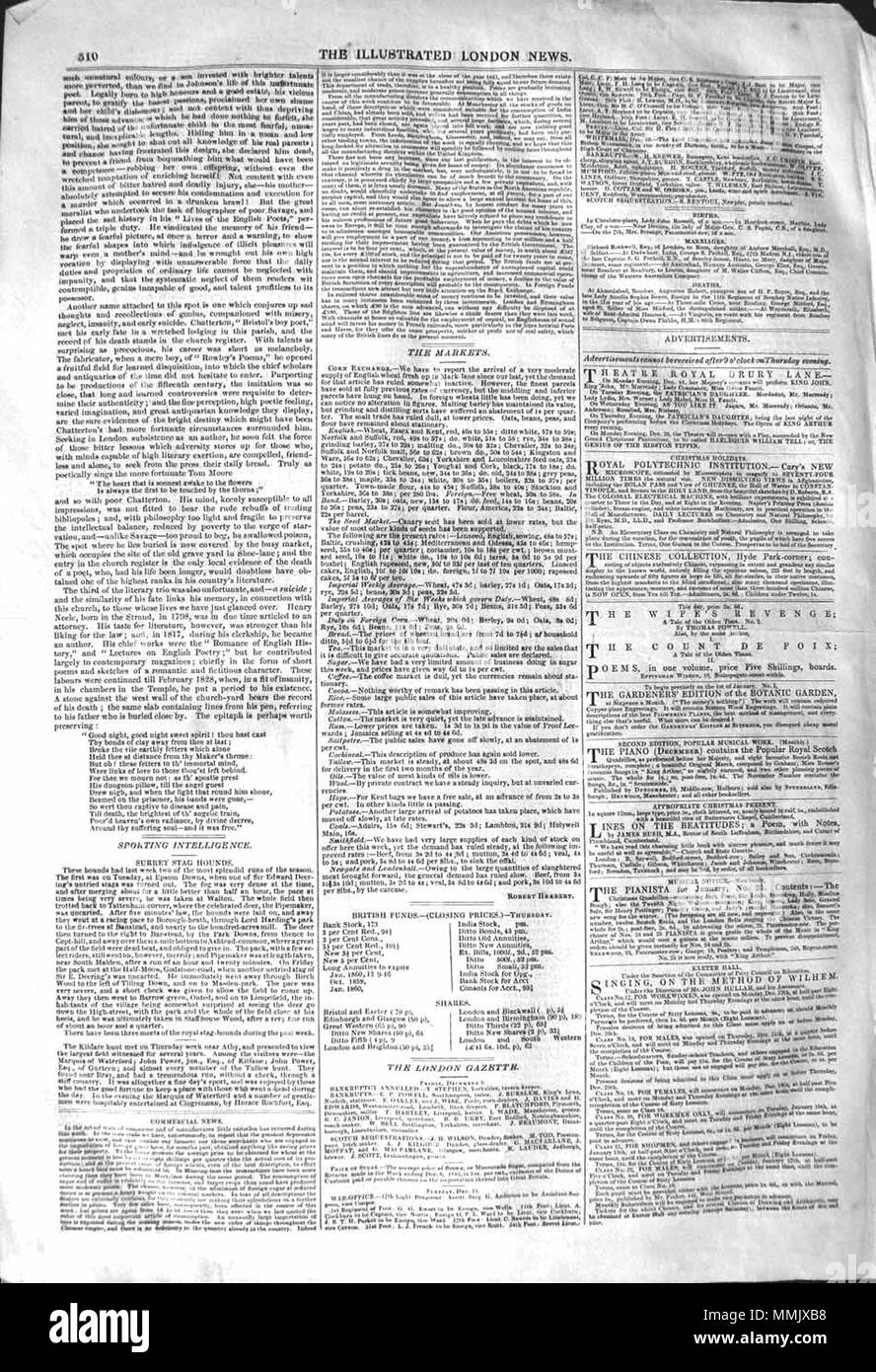 . Il Illustrated London News, 1842, p. 510 . Il 17 dicembre 1842. ILN sconosciuto 1842, p. 510 Foto Stock