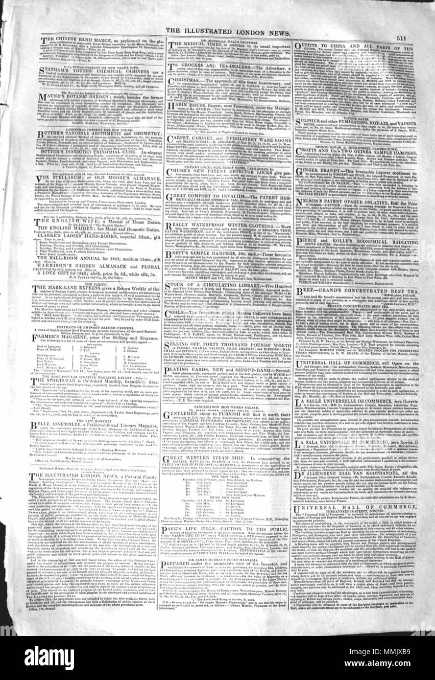 . Il Illustrated London News, 1842, p. 511 . Il 17 dicembre 1842. ILN sconosciuto 1842, p. 511 Foto Stock