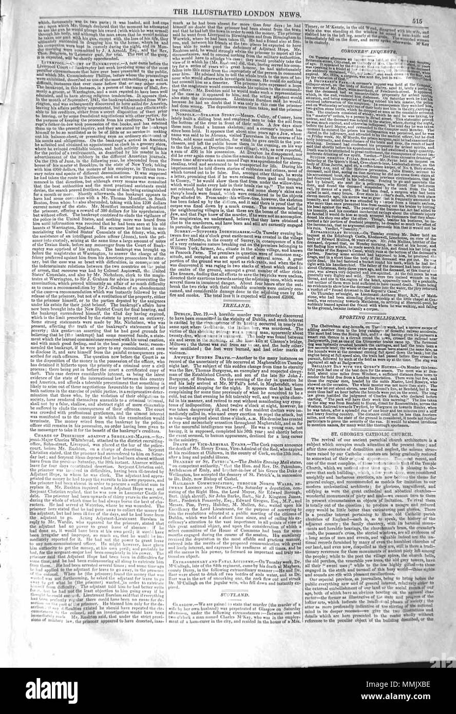 . Il Illustrated London News, 1842, p. 515 . Il 24 dicembre 1842. ILN sconosciuto 1842, p. 515 Foto Stock