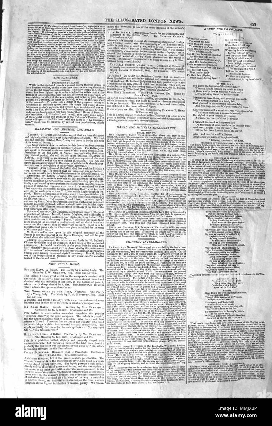 . Il Illustrated London News, 1842, p. 523 . Il 24 dicembre 1842. ILN sconosciuto 1842, p. 523 Foto Stock