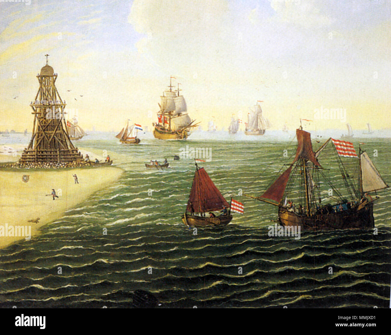 Bremer cuocere und Tonnenleger auf der Außenweser - 1790 Foto Stock