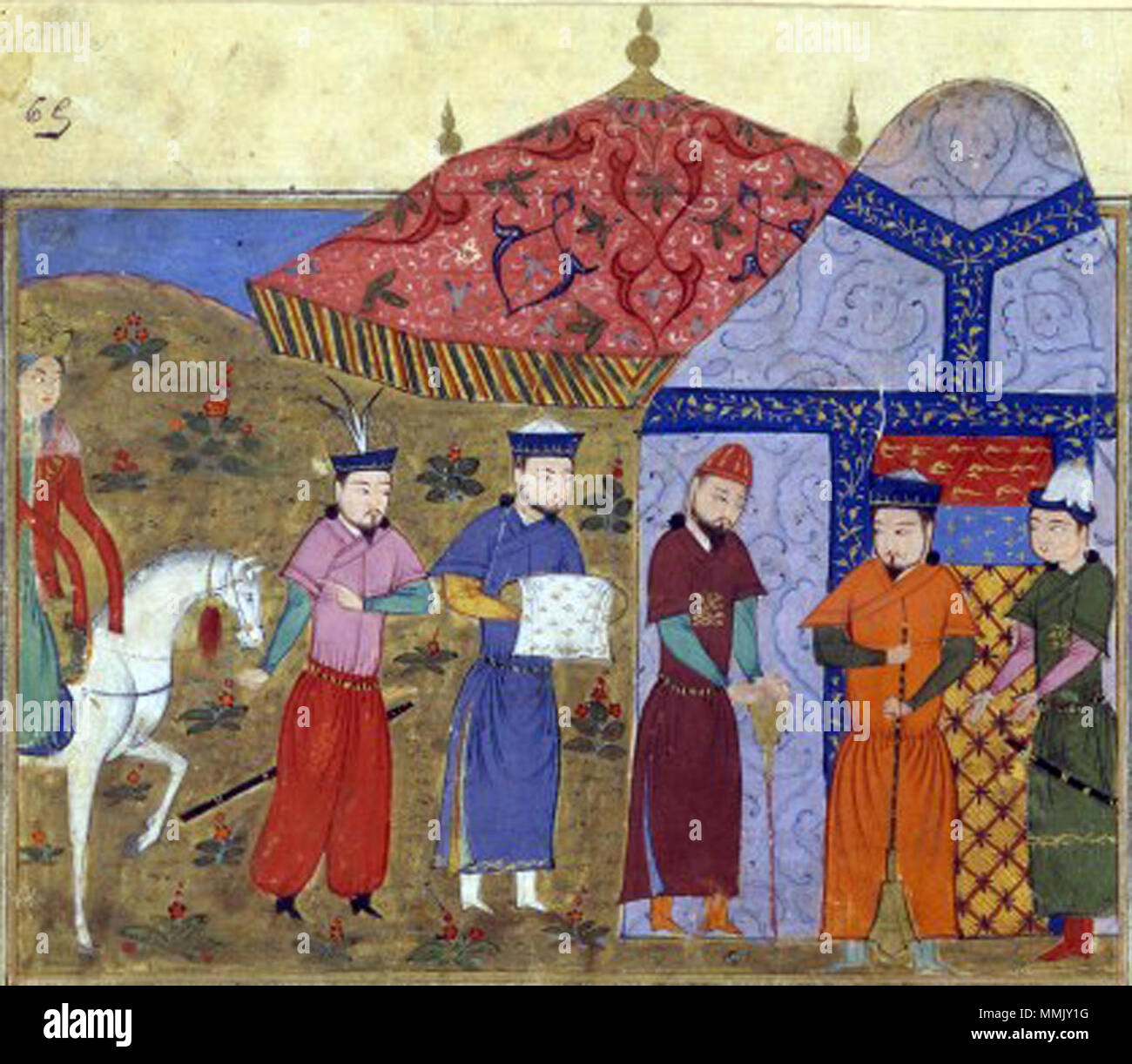 Djengiz Khân et les envoyés chinois Foto Stock