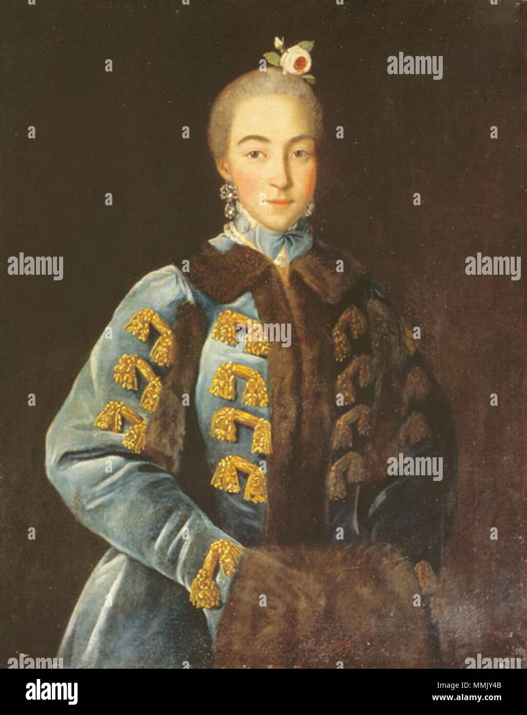 . Inglese: Ritratto di Anna Petrovna Sheremeteva (1744-1768) Русский: Портрет графини А. П. Шереметьевой до 1768г,, холст масло, 89,8 х 71 cмМузей Тропинина и московских художников его времени,Москва АННА -дочь(1744-1768), фрейлина, умерла от оспы . ?? 1768. Ivan Argunov 12 Foto Stock