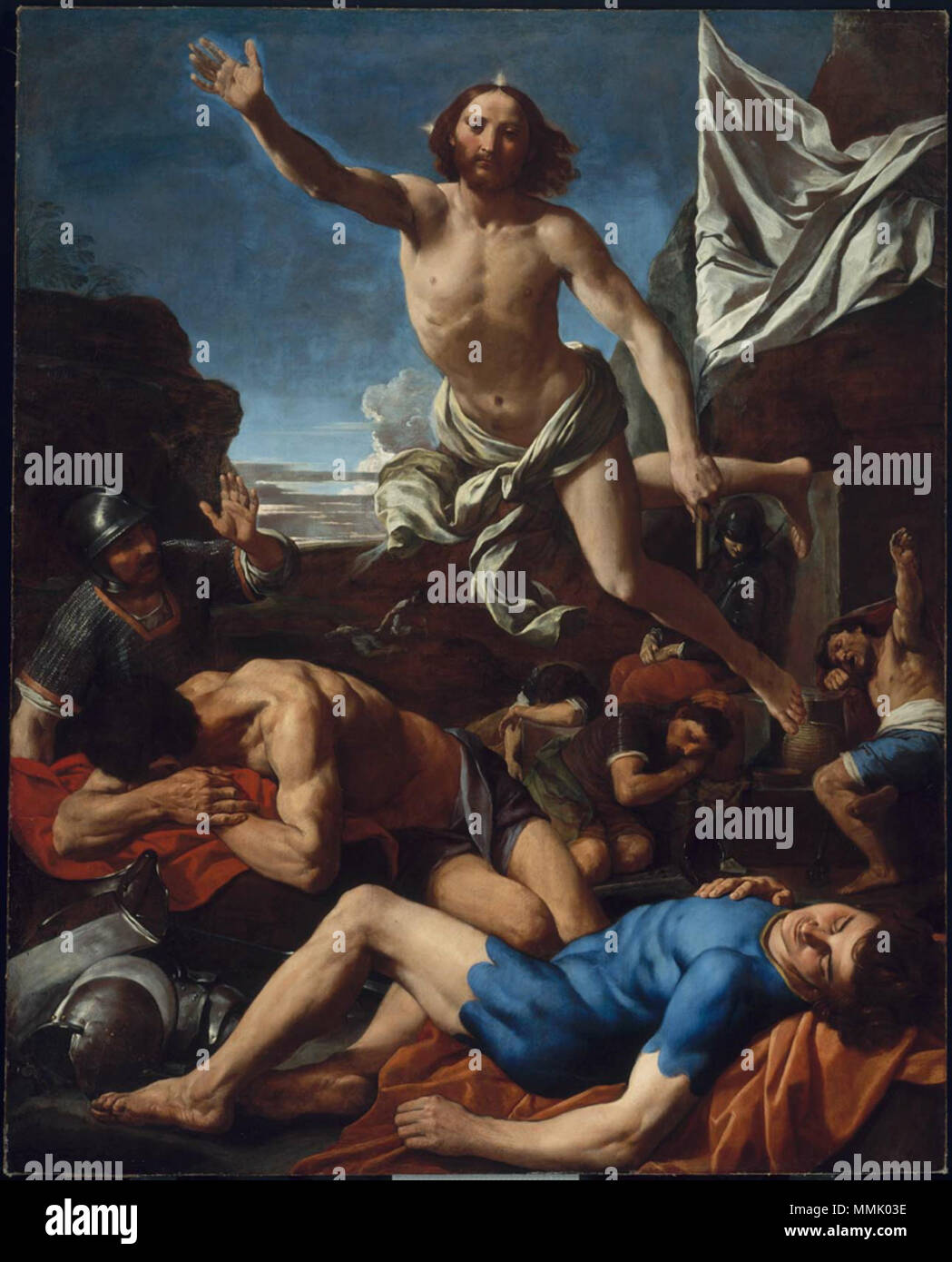 Inglese: il Cristo risorto . prima metà del XVII secolo. Simone Cantarini - il Cristo risorto Foto Stock