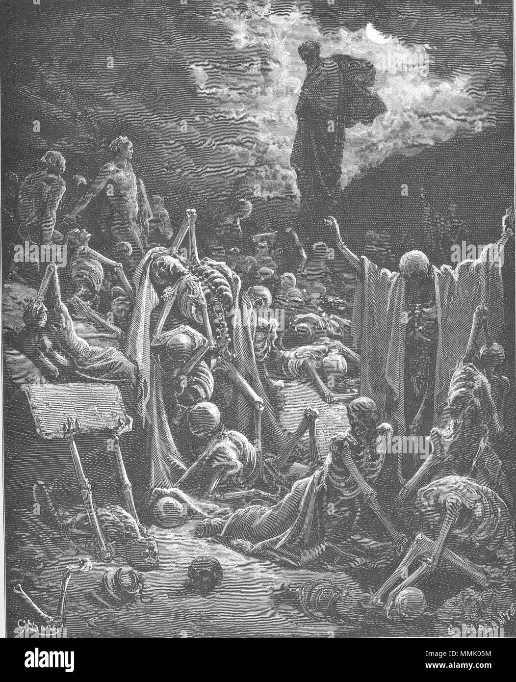 127.la visione di Ezechiele della valle di ossa aride Foto Stock