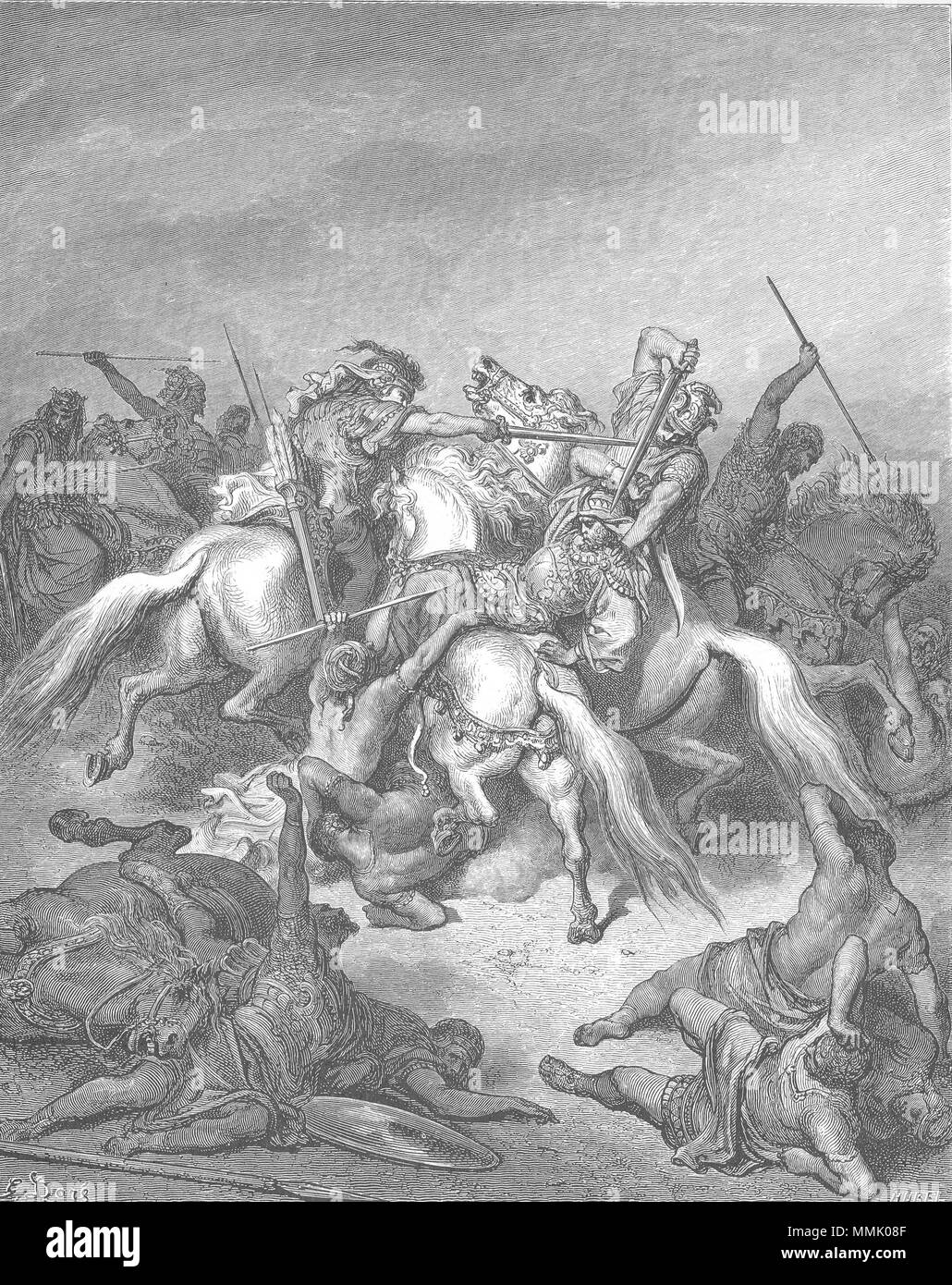 . Inglese: Abishai David salva la vita (2Sam. 21:15-17) Русский: Авесса спасает Давида от руки Несвия (2Цар. 21:15-17) . 1866. Gustave Doré (1832-1883) nomi alternativi Paul Gustave Doré Paul Gustave Louis Christophe Doré descrizione pittore francese, illustrator, incisore e caricaturista Data di nascita e morte 6 Gennaio 1832 23 gennaio 1883 Luogo di nascita e morte di Parigi Strasburgo sede di lavoro Parigi competente controllo : Q6682 VIAF:?ISNI 41839207:?0000 0001 2278 8373 ULAN:?500013657 LCCN:?n79089221 NLA:?35041510 WorldCat 083.Abishai David salva la vita Foto Stock