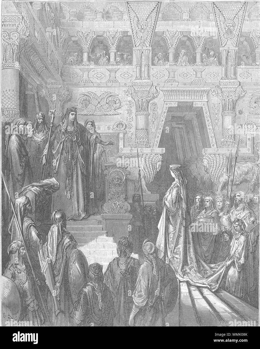 . Inglese: Salomone riceve la regina di Saba (1Re 10:1-13) Русский: Соломон встречает царицу Савскую (3Цар. 10:1-13) . 1866. Gustave Doré (1832-1883) nomi alternativi Paul Gustave Doré Paul Gustave Louis Christophe Doré descrizione pittore francese, illustrator, incisore e caricaturista Data di nascita e morte 6 Gennaio 1832 23 gennaio 1883 Luogo di nascita e morte di Parigi Strasburgo sede di lavoro Parigi competente controllo : Q6682 VIAF:?ISNI 41839207:?0000 0001 2278 8373 ULAN:?500013657 LCCN:?n79089221 NLA:?35041510 WorldCat 086.Salomone riceve la regina di Sceba Foto Stock