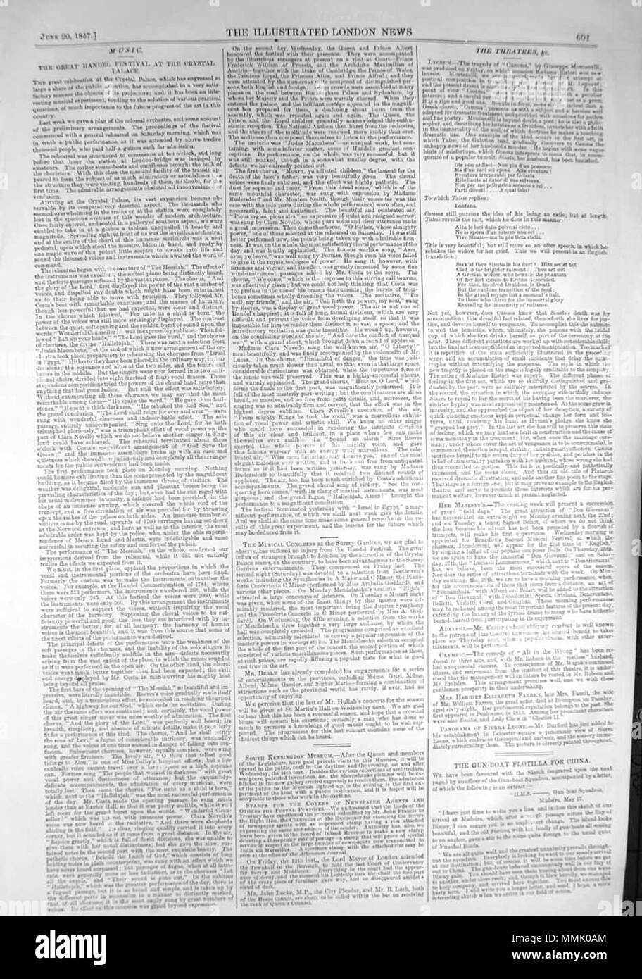 . Il Illustrated London News, 1857, p. 601 . Il 20 giugno 1857. ILN sconosciuto 1857, p. 601 Foto Stock