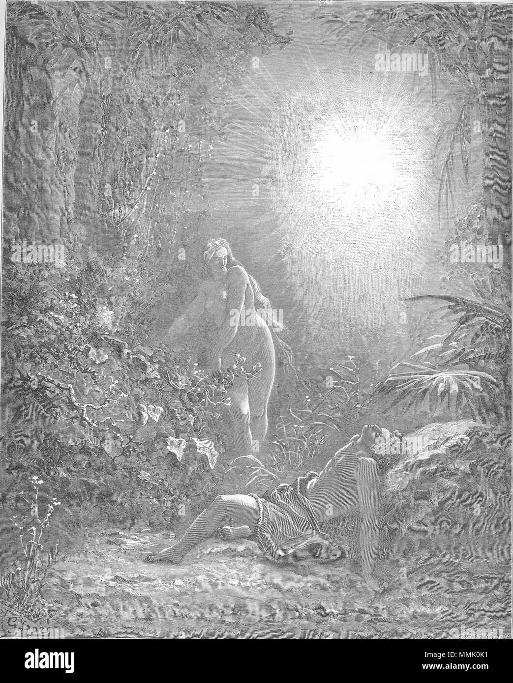 . Inglese: la creazione di Eva (GEN. 1:26-27, 2:15-25) Русский: Сотворение Евы (Быт. 1:26-27, 2:15-25) . 1866. Gustave Doré (1832-1883) nomi alternativi Paul Gustave Doré Paul Gustave Louis Christophe Doré descrizione pittore francese, illustrator, incisore e caricaturista Data di nascita e morte 6 Gennaio 1832 23 gennaio 1883 Luogo di nascita e morte di Parigi Strasburgo sede di lavoro Parigi competente controllo : Q6682 VIAF:?ISNI 41839207:?0000 0001 2278 8373 ULAN:?500013657 LCCN:?n79089221 NLA:?35041510 WorldCat 002.il racconto della creazione di Eva Foto Stock