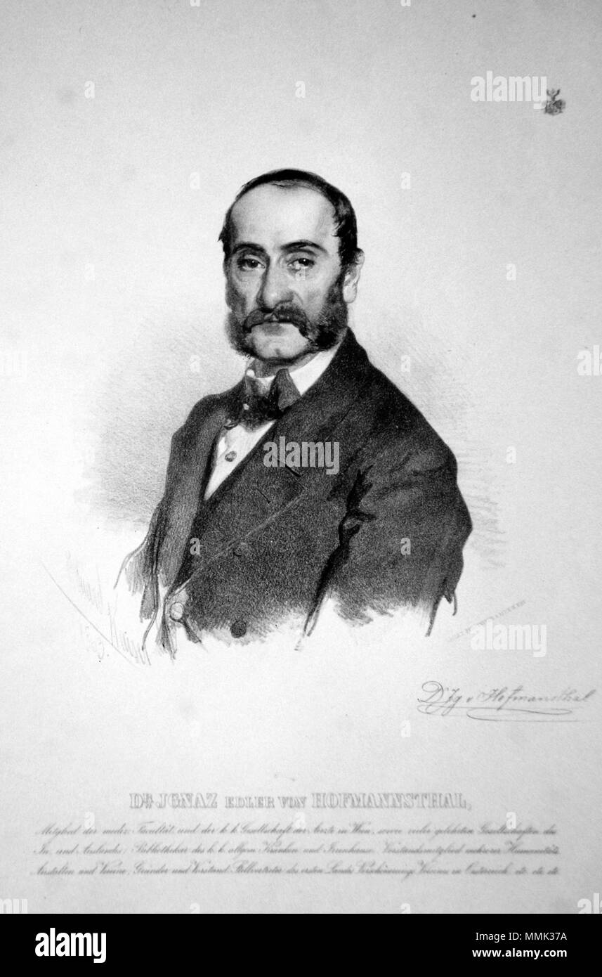 . Deutsch: Ignaz von Hofmannsthal (1807-1876) österreichischer Arzt und Philanthrop. Lithographie von Eduard Kaiser, 1863 . 1863. Eduard Kaiser (1820-1895) Ignaz von Hofmannsthal Litho Foto Stock