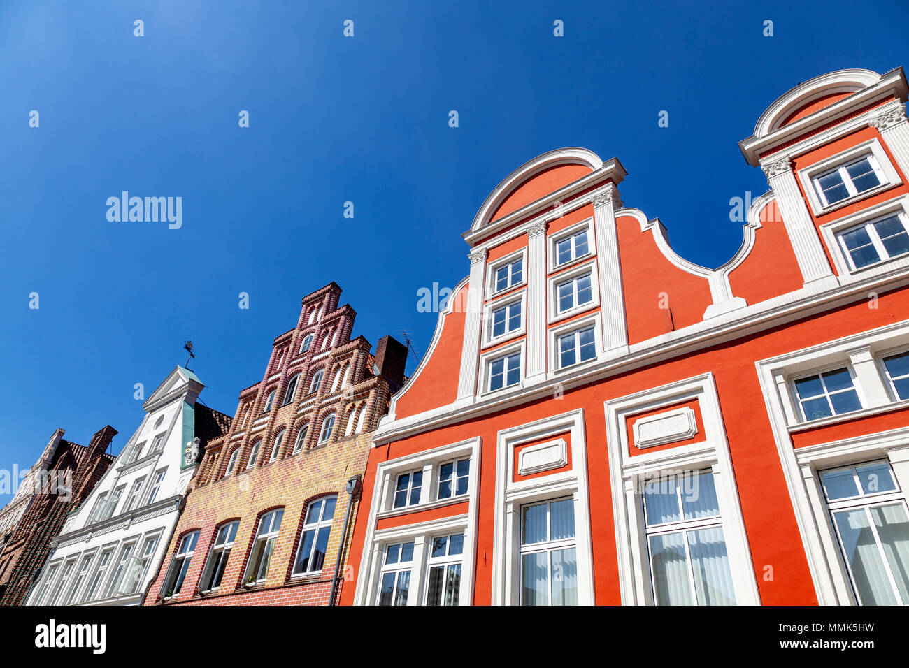 Traditionelle Giebel a Lüneburg, Niedersachsen, Deutschland Foto Stock