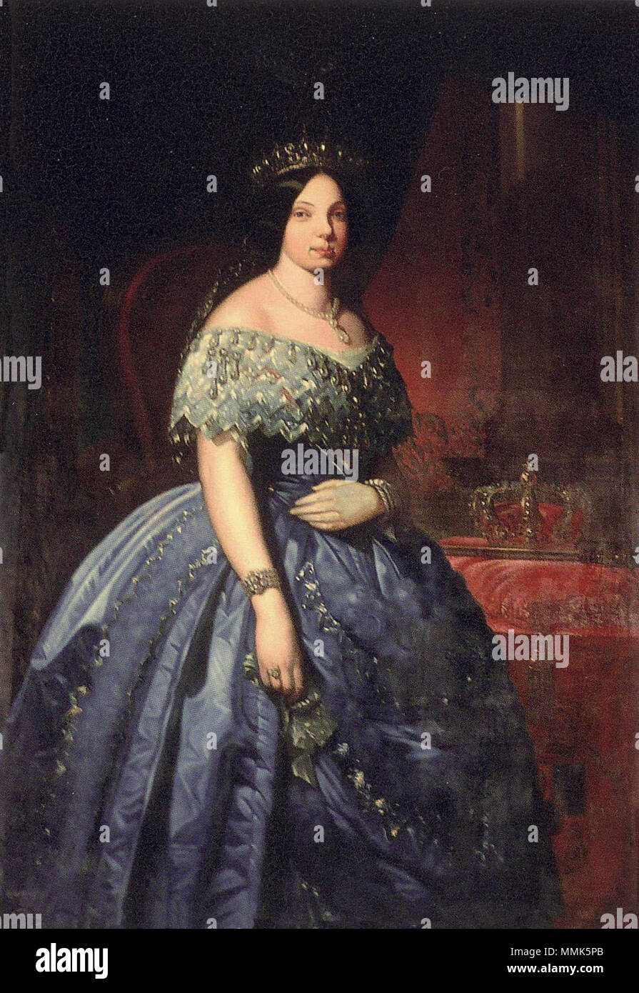 . Español: Retrato de la Reina Isabel II de España (1830-1904), que fue hija del Rey Fernando VII y de la reina María Cristina de Borbón-Dos Sicilias. La Reina Isabel II de España. Xix secolo. Isabel II Antonio Cortina Foto Stock