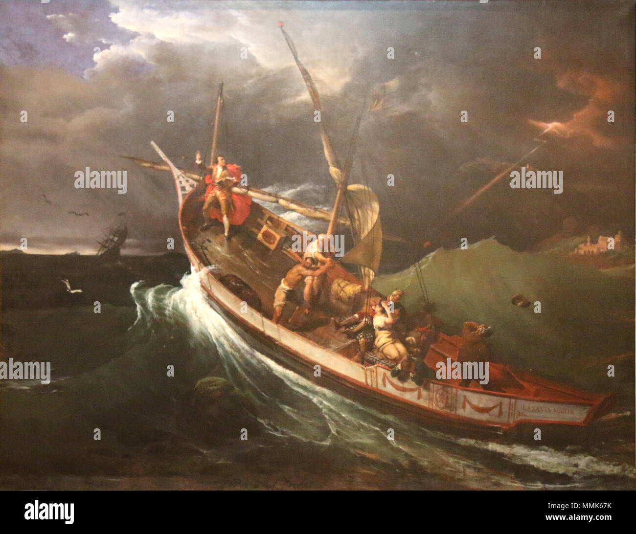 Joseph Vernet attaché à mât onu, étudie les effets de la tempête. 1822. Orazio Vernet-Joseph Vernet Foto Stock