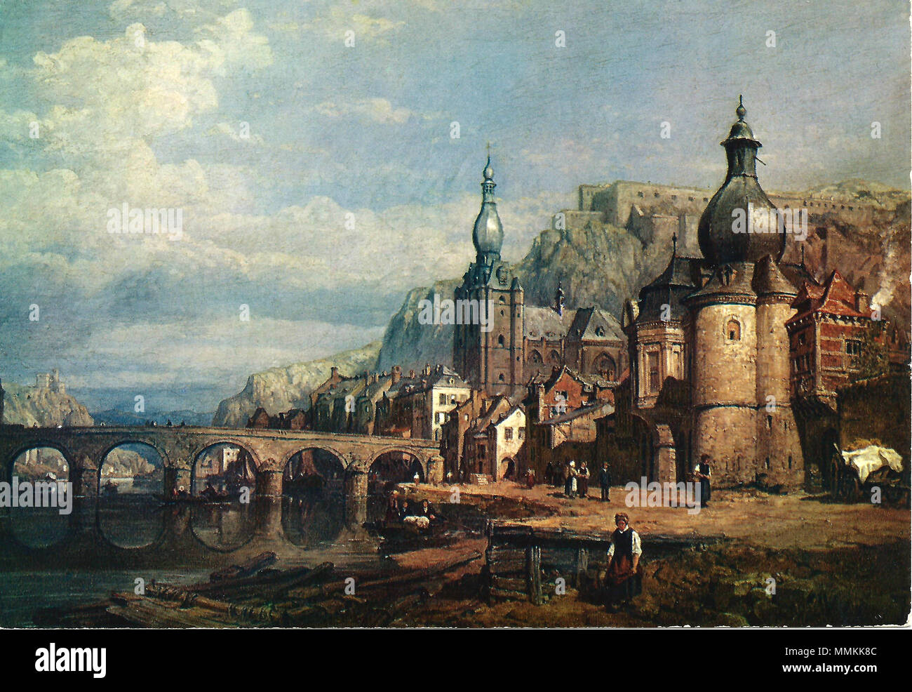 . Nederlands: Nel Briefkaart van een schilderij van Dinant in de 19de eeuw inglese: 12 Dinant -S/Mosa au XIX siecle, Tableau de C.C. Stanfield (Hotel de Ville de Dinant. Sospettato sbagliato la prima lettera e dovrebbe essere: George Clarkson Stanfield . tra 1844 e 1878. George Clarkson Stanfield (pittore) Dinant XIX SECOLO Foto Stock