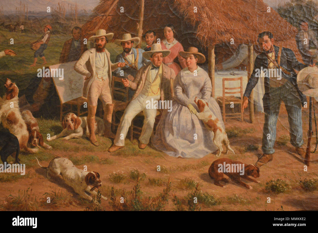 . Inglese: Dettaglio di Filippo Palizzi del dipinto, "La Famiglia Reale di Napoli un caccia" presso la Galleria d'Arte Moderna di Firenze, Italia. . 18 aprile 2015, 13:03:03. Filippo Palizzi - Filippo Palizzi - La Famiglia Reale di Napoli un Caccia Foto Stock