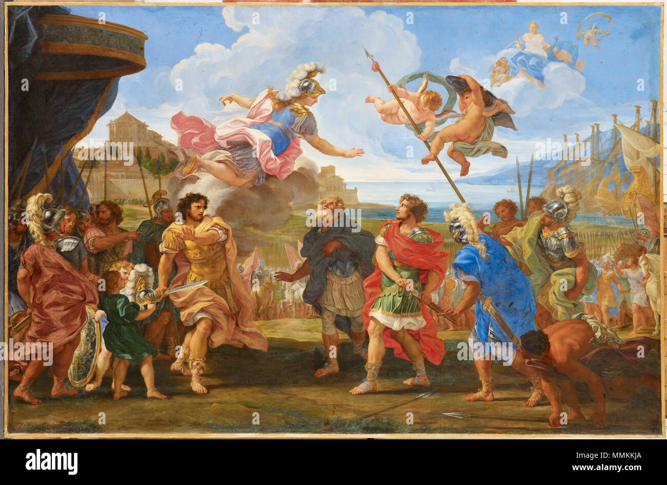 . Italiano: contesa tra Achille ed Agamennone . circa 1695. Giovan Battista Gaulli - Beauvais, Musée Départemental de l'Oise contesa tra Achille ed Agamennone - Gaulli Foto Stock