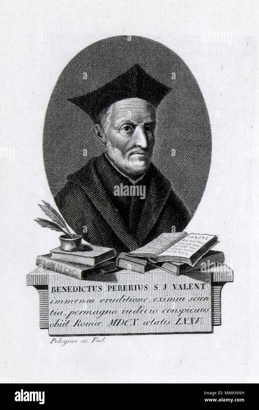 . Català: Retrat de Benet Perera, de la Col·lecció de gravats 'Retratos de españoles' (ca. 1831). Biblioteca Històrica de la Universitat de València inglese: Ritratto di Benedetto Pereira, dalla collezione 'Retratos de españoles' (ca. 1831). Biblioteca storica dell'Università di Valencia . 1 gennaio 2016, 16:39:12. Unknown Benedictus Pererius (1535-1610) Foto Stock