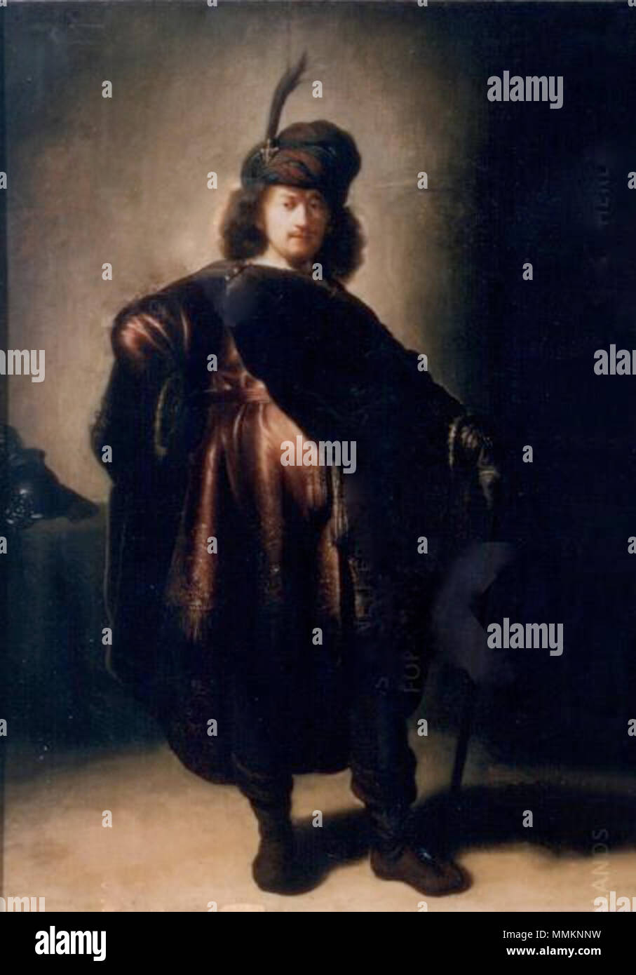 . Questo oggetto è indicizzato in RKDimages, database dell'Istituto olandese per la storia dell'arte, al di sotto del riferimento 29534. Čeština | English | français | македонски | Nederlands | +/- inglese: copia di Self-portrait in abito orientale . tra 1631 e 1633. Isaac de Jouderville - Copia di autoritratto di Rembrandt Foto Stock
