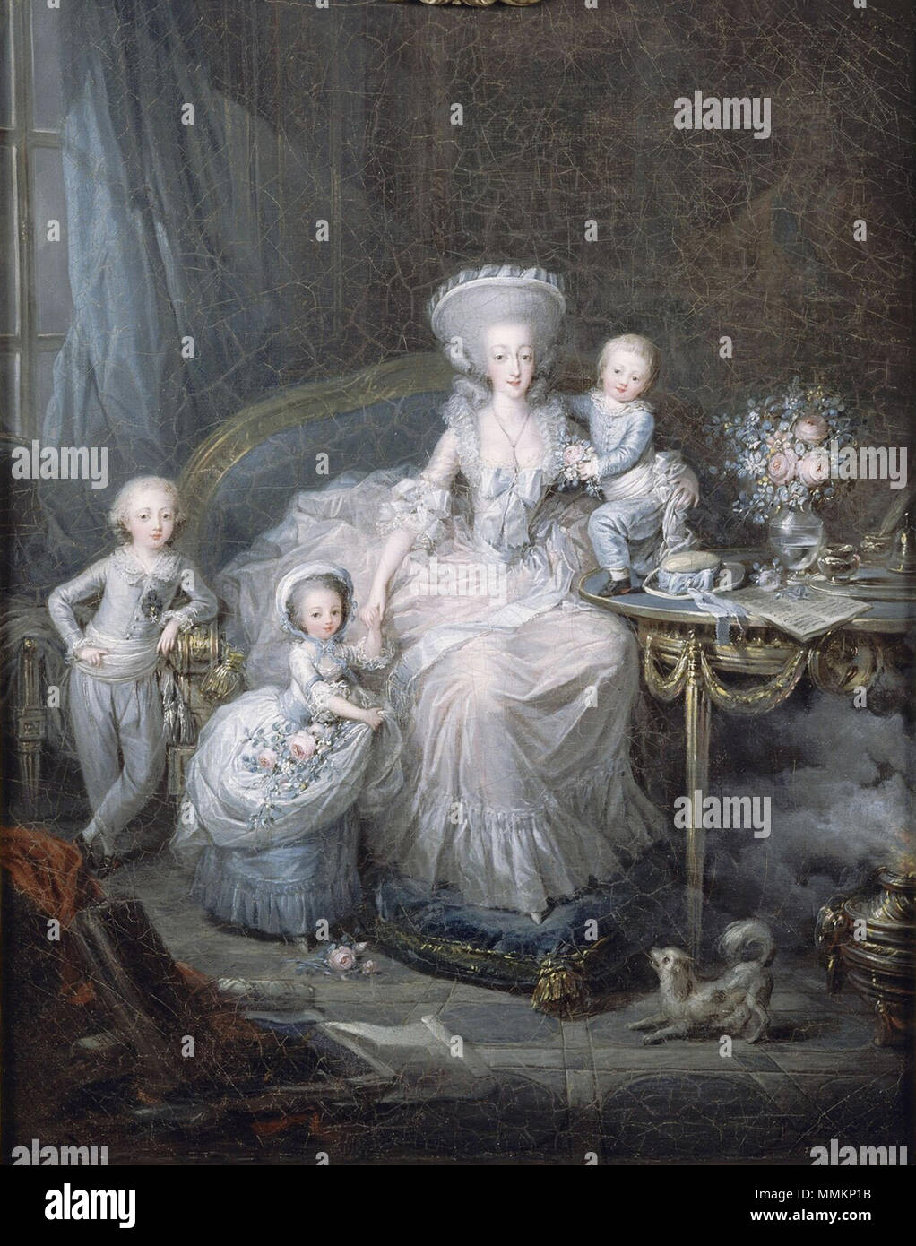 . Inglese: Maria Teresa di Savoia, comtesse d'Artois, moglie del futuro Carlo X di Francia; i duchi di Angoulême e bacche sono con loro Suor Sophie La comtesse d'Artois e i suoi bambini. circa 1780-1782. La Famille de La comtesse d'Artois Foto Stock