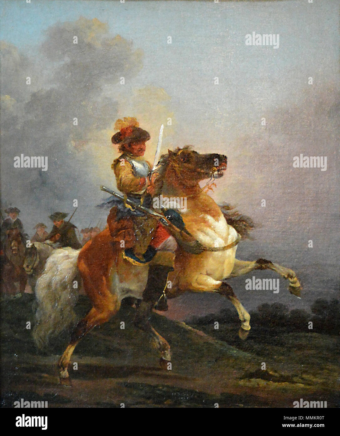 Français : Cuirassier au galop . 1776. Cuirassier au galop - Francesco Casanova - Q18573830 Foto Stock