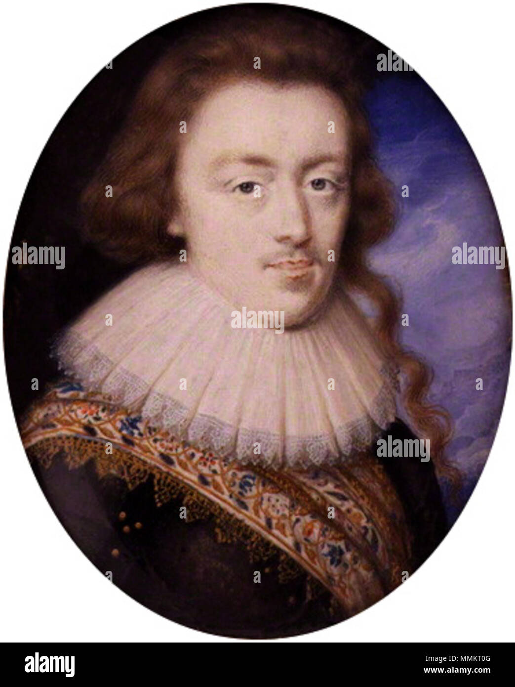 . Ritratto di Dudley nord, 4 Barone Nord(1602-1677) . circa 1628. John Hoskins (1589-1664) nomi alternativi John Hoskins (MI); Giovanni, mi Hoskins; John Hoskins il sambuco; Giovanni, il sambuco Hoskins; Giovanni mi Hoskins; Giovanni, der Ältere Hoskins Descrizione inglese pittore e miniatore Data di nascita e morte 1589 o 1590 1664 o 1665 Luogo di nascita e morte Wells Londra periodo di lavoro tra il 1620 e il 1665 competente controllo : Q1934948 VIAF:?95882607 ULAN:?500032664 LCCN:?nr92031494 RKD:?39903 WorldCat 4thLordNorth Foto Stock