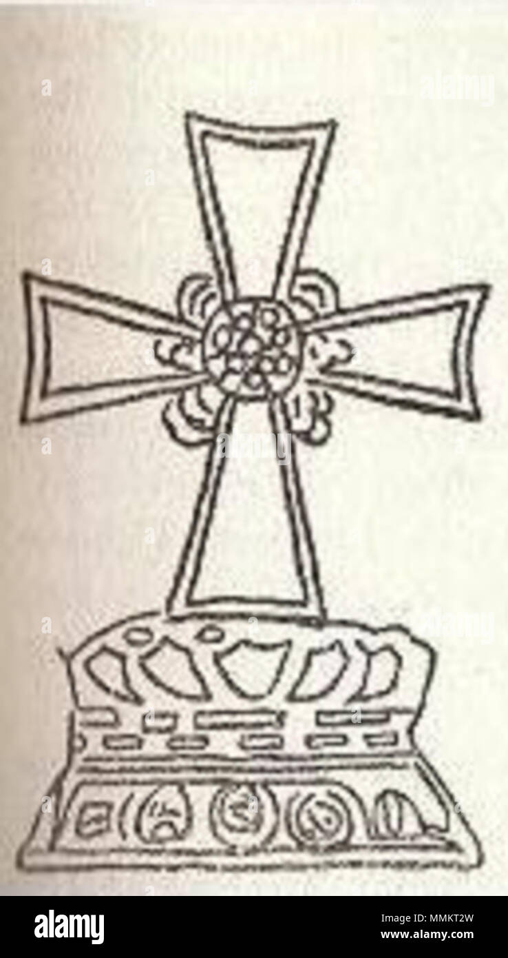 . Inglese: una croce trovò nel 1919 dal sig. R. F. Johnston nel piccolo monastero deserte della croce nel distretto di Fang-shan, circa 30 miglia a sud-ovest di Pechino. . Yüen dinastia. Cathayan sconosciuto Croce nestoriana 1 Foto Stock