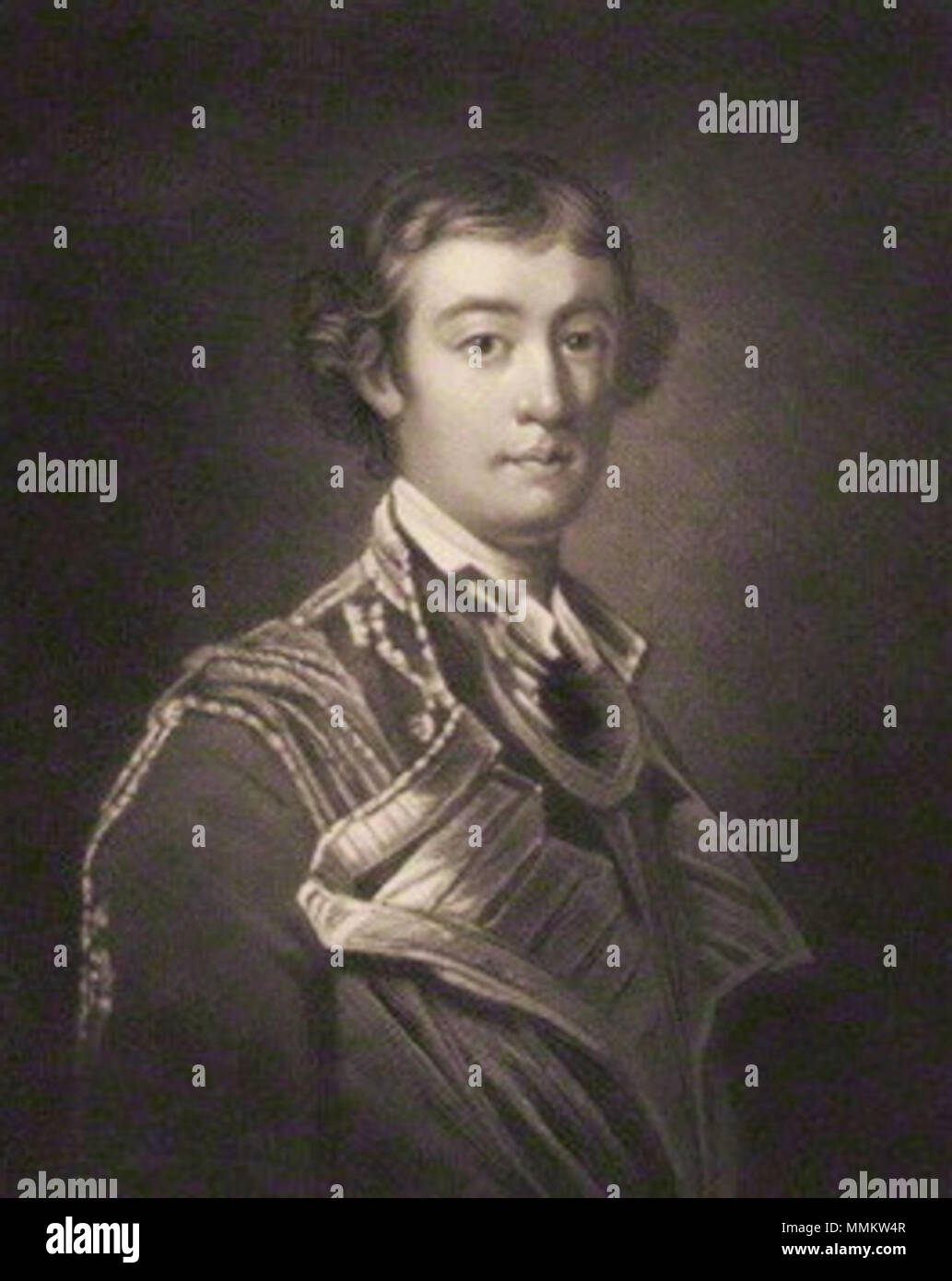 . Inglese: John West, 2nd Earl De La Warr (1729-1777) da Samuel William Reynolds, dopo Sir Joshua Reynolds, mezzatinta, pubblicato 1823 15 2ndEarlDeLaWarr Foto Stock