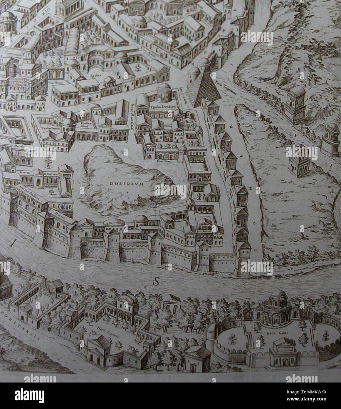Inglese: 1574 Duperac Roma antica mappa . 22 maggio 12. Bogen, Thürlemann 5 1574 Duperac Roma antica Foto stock - Alamy