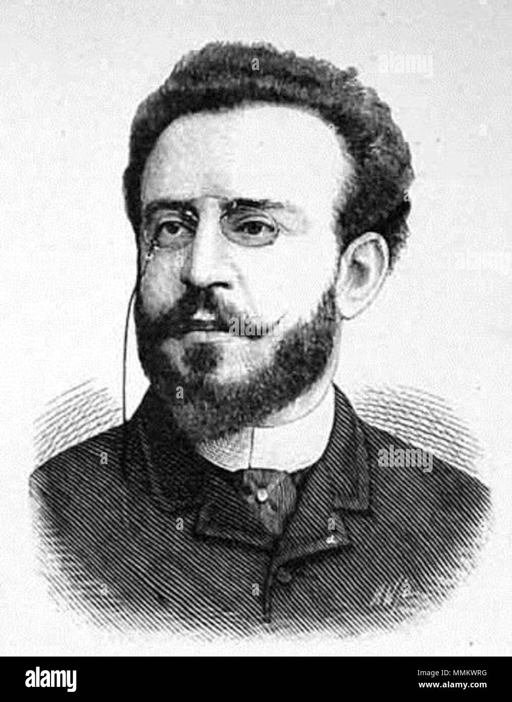 . Inglese: ritratto inciso il portoghese del cantante lirico, Francisco d'Andrade pubblicato in illustrato Sporting e drammatiche notizie, 24 luglio 1886, Vol. 2, p. 540. Questo è stato l'anno ha fatto il suo debutto presso la Royal Opera Italiana a Londra. . Il 24 luglio 1886. Uncredited nel testo. L'Incisione ha iniziali che sembrano essere 'A.W.'. Eventualmente l'incisore Agosto Weger (1823-1892). Vedere http://digitalgallery.nypl.org/nypldigital/id?1100792 Francisco d'Andrade, illustrata Sporting e drammatiche notizie, 1886 Foto Stock