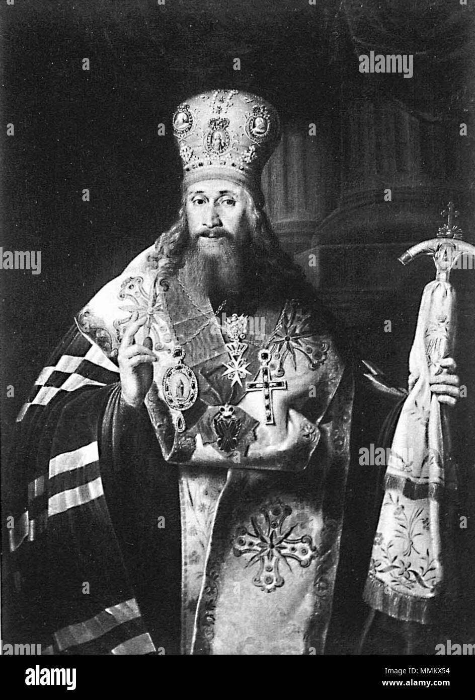 Русский: Митрополит Амвросий (Андрей Подобедов) (1723-1805) inglese: Ritratto di Ambrogio (Podobedov) di San Pietroburgo (1742-1818) . prima di 1826. Ambroise, Metropolite de St-Petersbourg Foto Stock