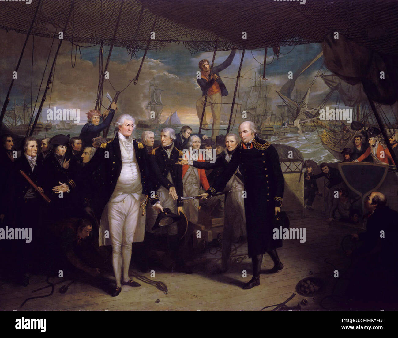 Duncan ricevendo la rinuncia di de inverno alla battaglia di Camperdown, 11 ottobre 1797 *olio su tela *152 x 201 cm *1797 Daniel-Orme-Duncan-ricezione-rinuncia a Camperdown-jpg Foto Stock