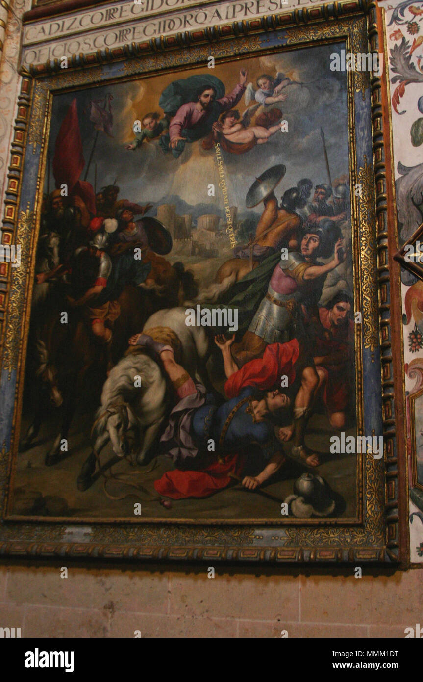 . Español: La obra rappresentanouna el momento en que Jesucristo se apareció un Pablo de Tarso y en que este se convirtió al cristianismo. Conversión de San Pablo. 1653. La conversione di san Paolo - Cattedrale di Segovia Foto Stock