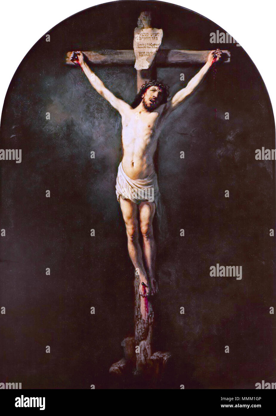 Christus aan het kruis Cristo sulla Croce. 5 febbraio 2013, 16:07 (UTC). Cristo sulla croce (1631), da Rembrandt Foto Stock