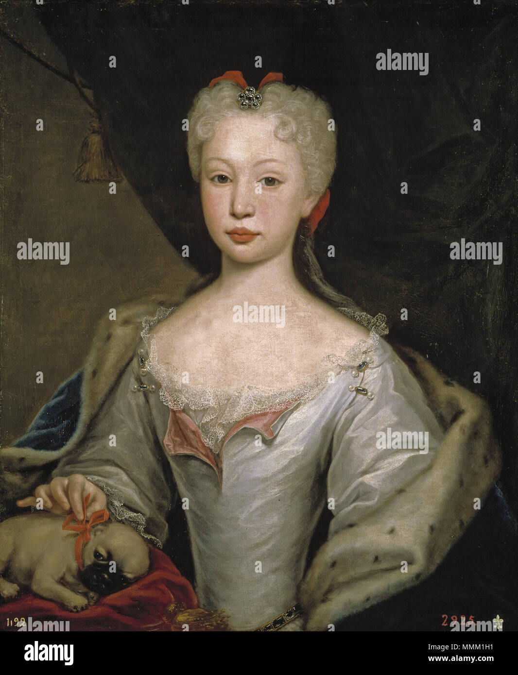 . Español: Retrato de la reina Bárbara de Braganza (1711-1758), que fue hija del Rey Juan V de Portugal y de la Reina Ana María de Austria. Bárbara de Braganza, reina consorte de España. 1725. Maria Barbara de Braganza Foto Stock