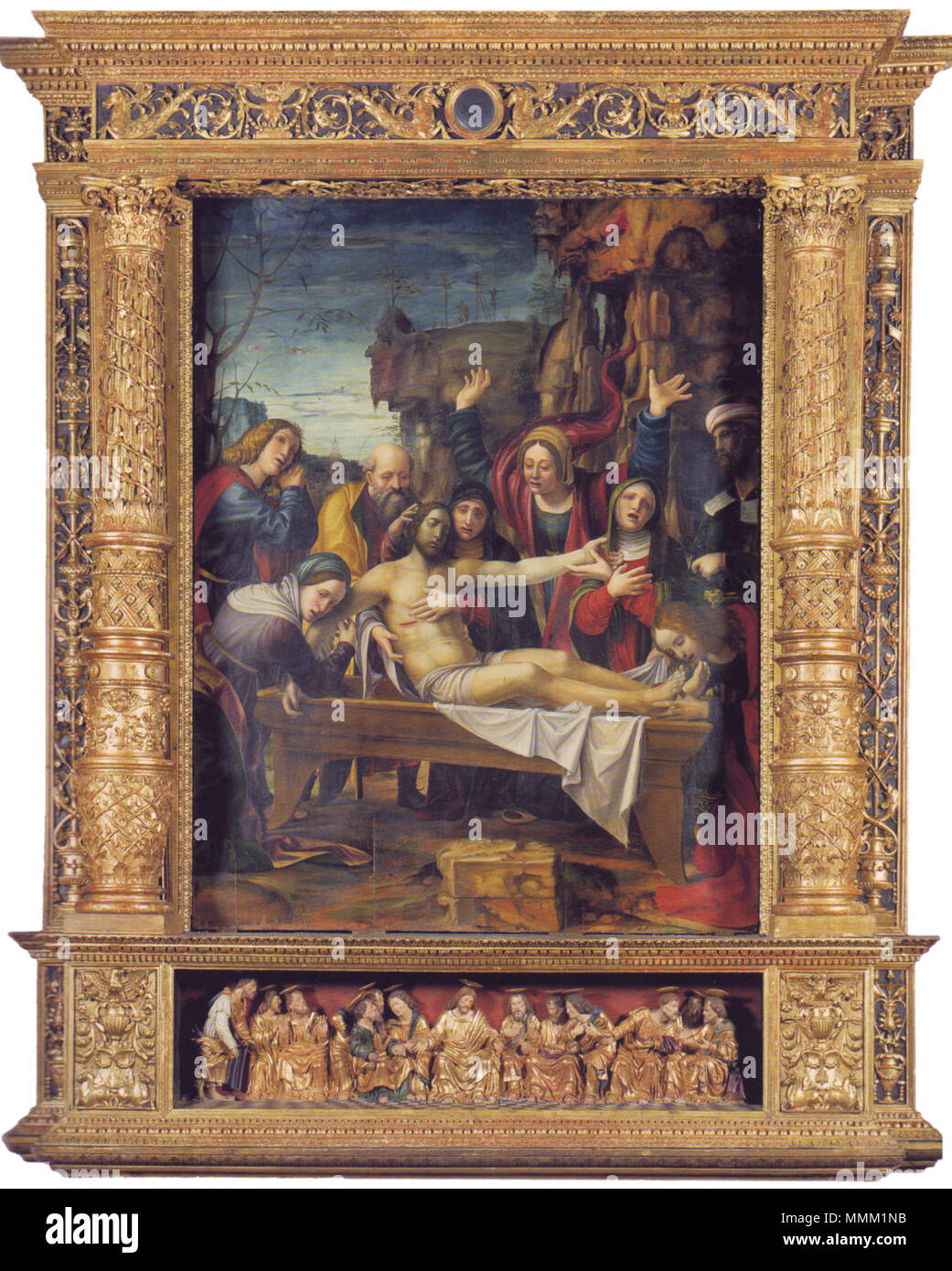 . Italiano: Deposizione (Bernardo Zenale, San Giovanni, Brescia), 1509, Ancona e Ultima Cena di Stefano Lamberti Deposizione di Cristo. 21 febbraio 2013, 22:00:17. RobyBS89 Deposizione (Bernardo Zenale, San Giovanni, Brescia) Foto Stock