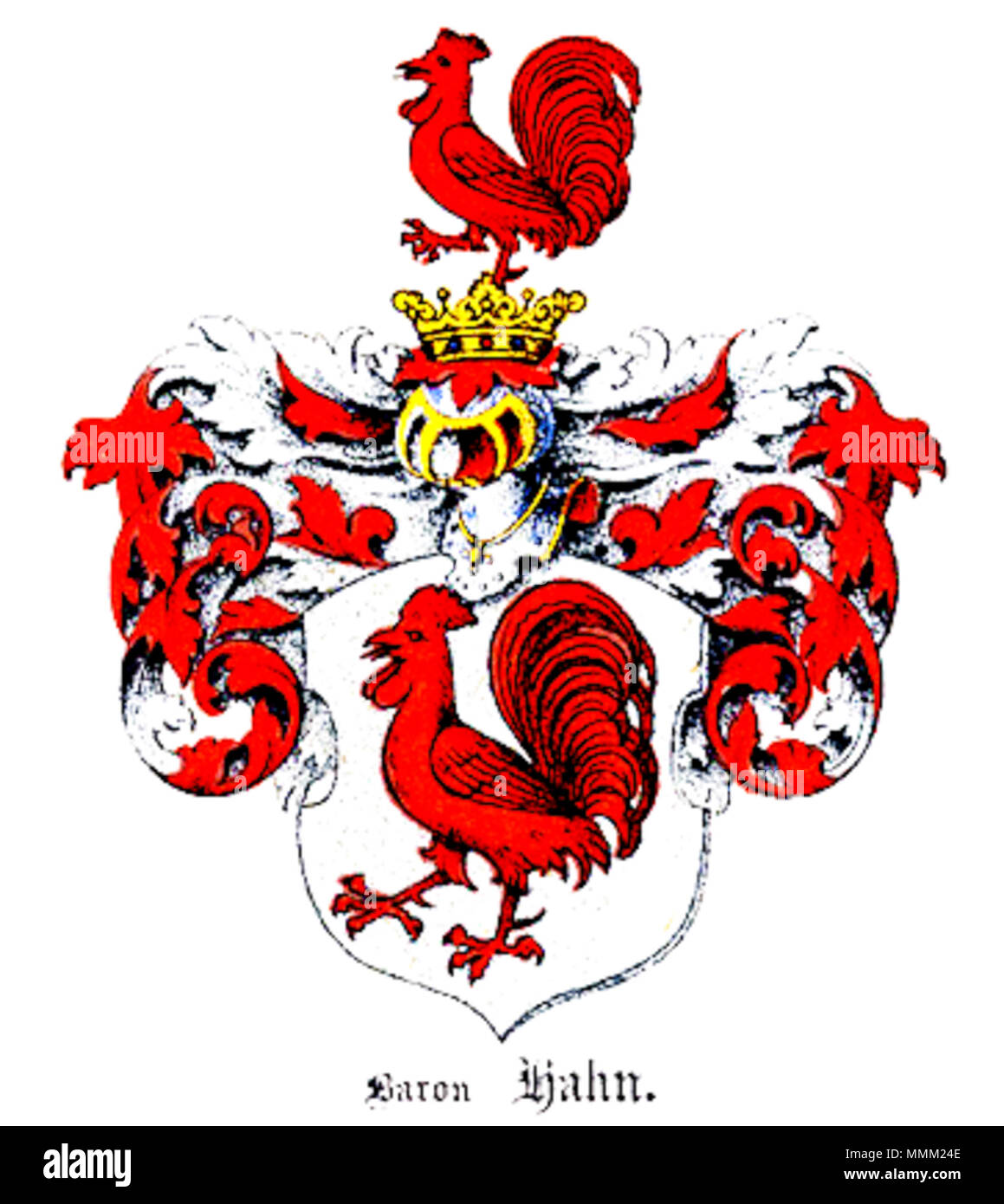 . Inglese: stemma della famiglia von Hahn in Ösel Von Hahn wappen Foto Stock