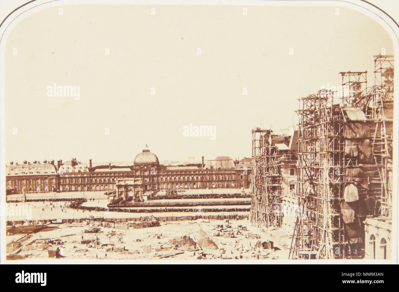. Inglese: fotografia di t durante la visita di Stato della Regina Victoria a Parigi, Francia, nel mese di agosto 1855 . Agosto 1855. Sconosciuto "l'imperatore Napoleone lasciando le Tuileries il mattino del Te Deum di ringraziamento Foto Stock