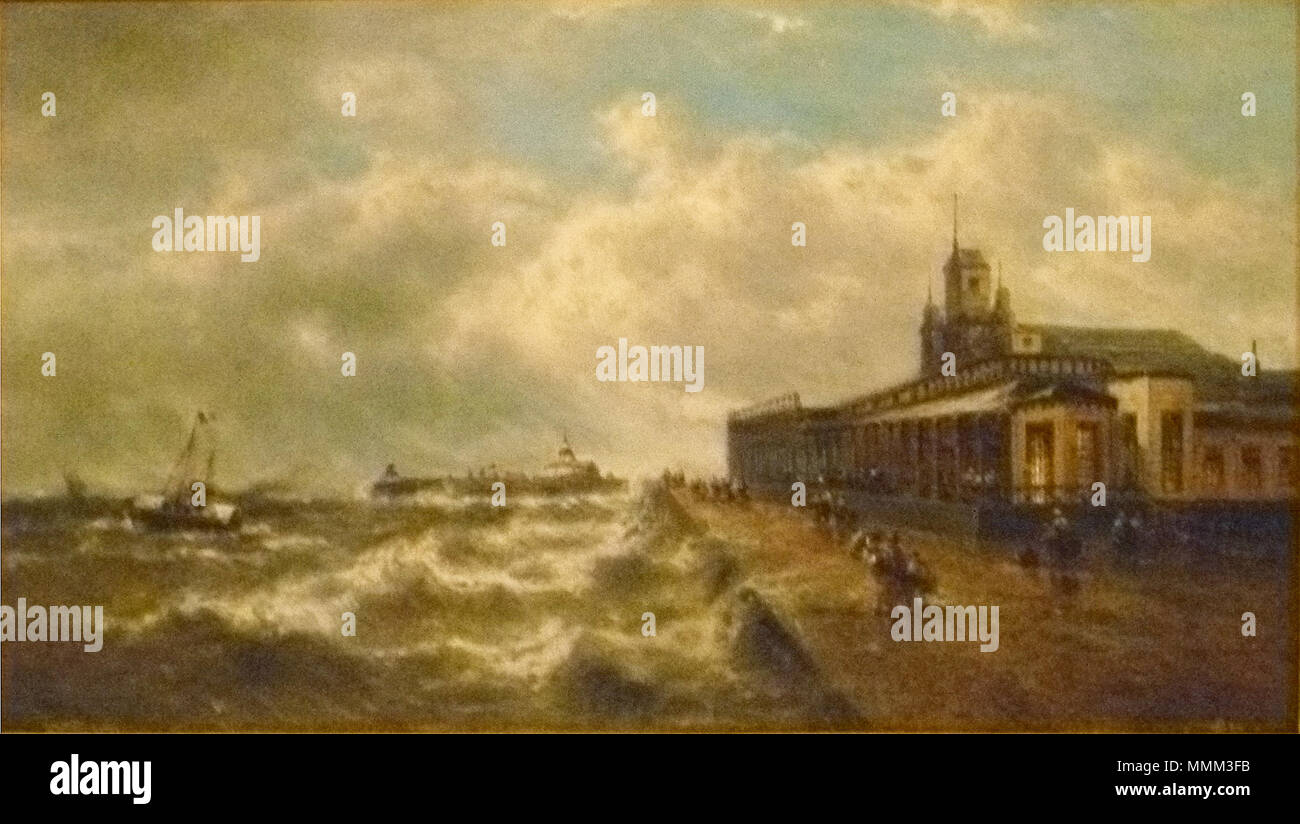 François Musin Het kursaal op de zeedijk van Oostende ca.1865-1870 001 Foto Stock