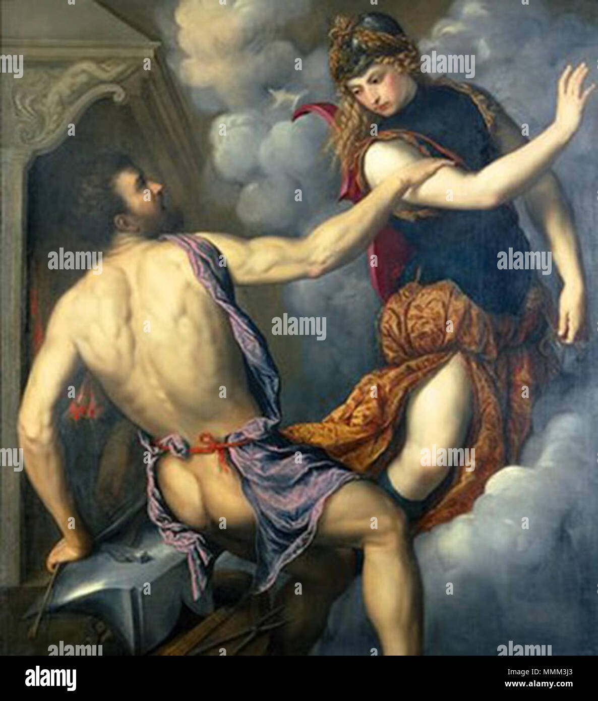 Athena disprezzando i progressi di Efesto. tra circa 1555 e circa 1560. Athena disprezzando i progressi di Efesto Foto Stock