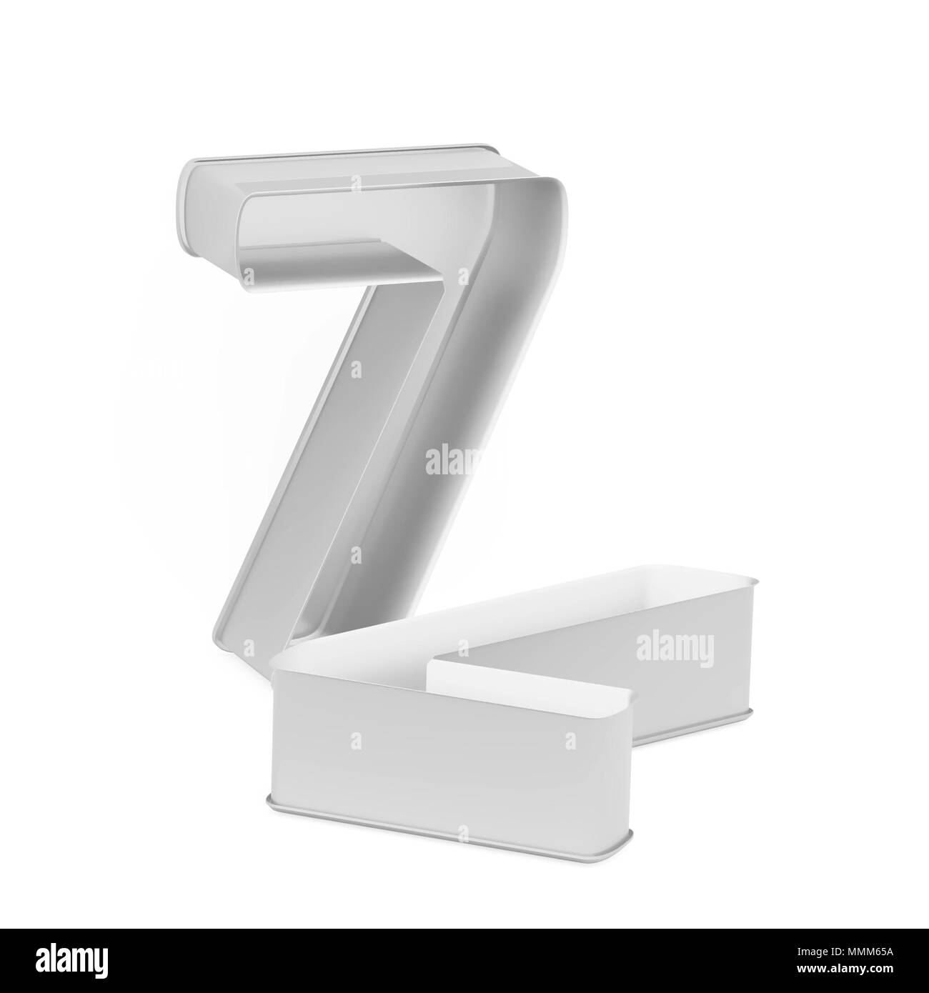 Cottura in metallo tortiera o cookie cutter impostato come cifra matematica 7 su sfondo bianco, rendering 3D immagine font Foto Stock