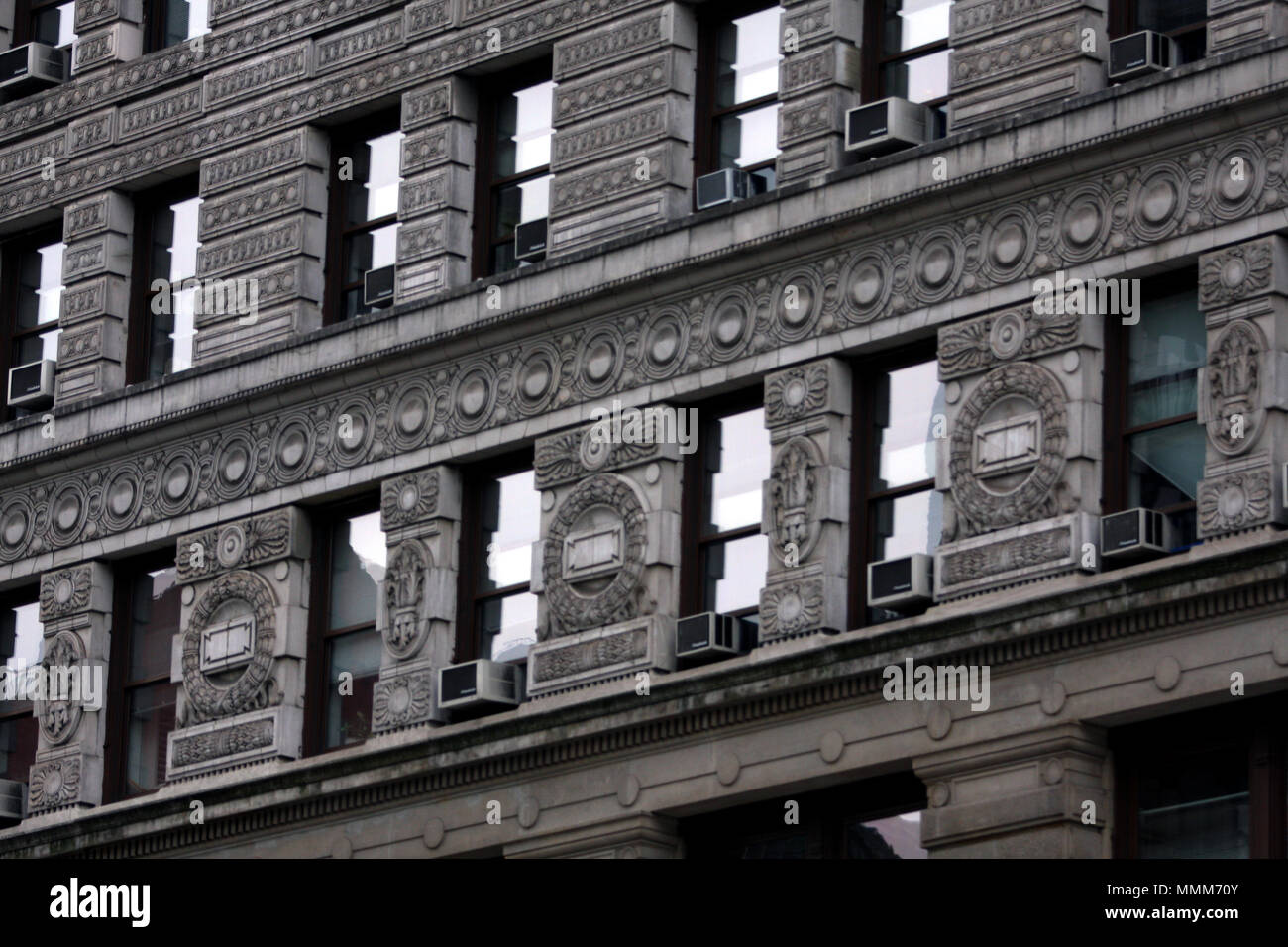 Il Flatiron Building vicino Madison Square Park e Flatiron District di Manhattan, New York City Foto Stock